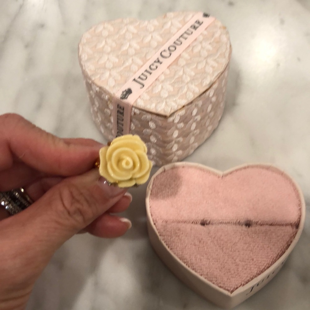Juicy Couture rose and rhinestone costume ring.